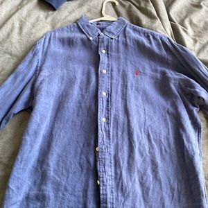 Polo long sleeve dress shirt blue